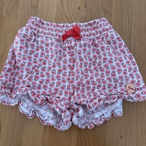 Sergent Major (French) Red and White Patterned Ruffle Shorts 3T